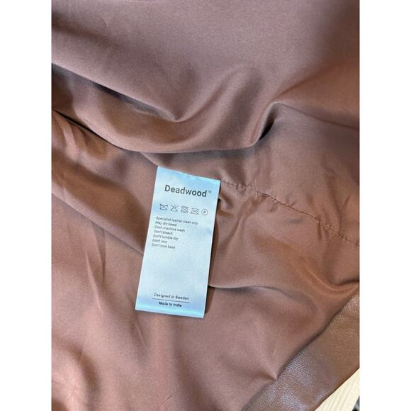 Deadwood Leather Trench Coat Womens XL Brown Lined Belted Winter Cozy Outdoor - Picture 7 of 8